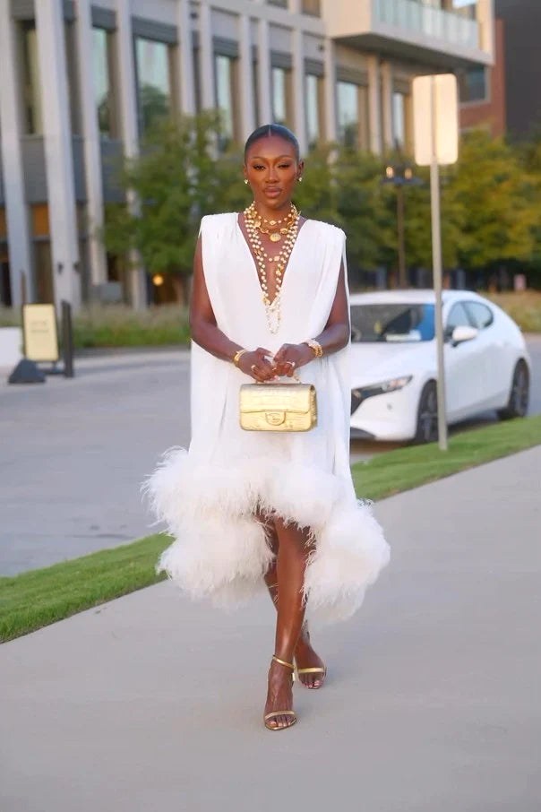 Celeste | Women's Sleeveless Feather Midi Dress - image 3