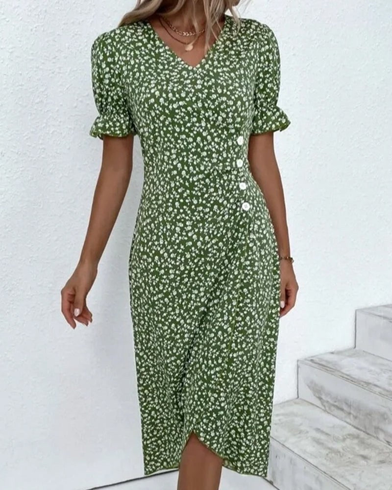 Charlene | Women's V-Neck Floral Midi Dress - image 5