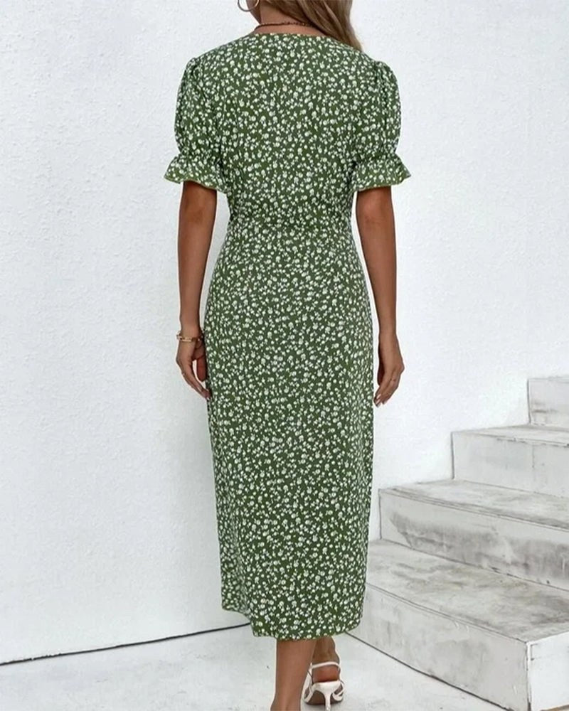 Charlene | Women's V-Neck Floral Midi Dress - image 6