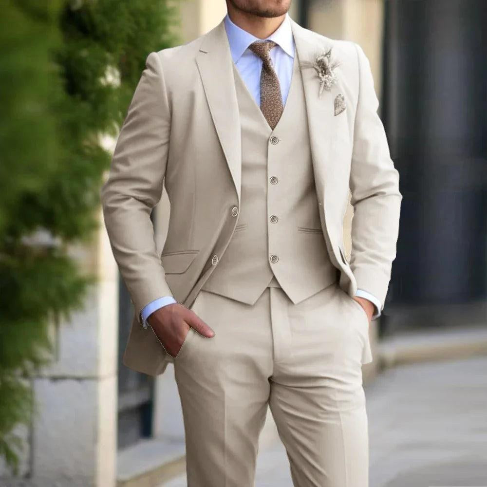 Justin | Men's Three-Piece Tailored Suit, Blazer Vest and Pants | The Dress Cellar