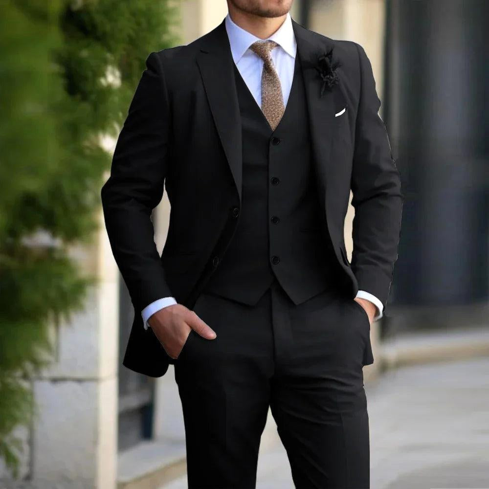Justin | Men's Three-Piece Tailored Suit, Blazer Vest and Pants | The Dress Cellar