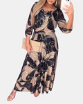 Charlotte | Women's Patterned Chiffon Dress, Three-Quarter Sleeve Dress | The Dress Cellar