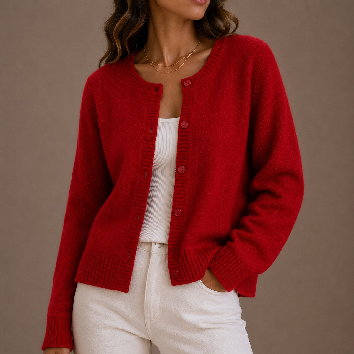 Jessica | Women's Soft Knit Cardigan, Button-Up Long Sleeve Sweater | The Dress Cellar