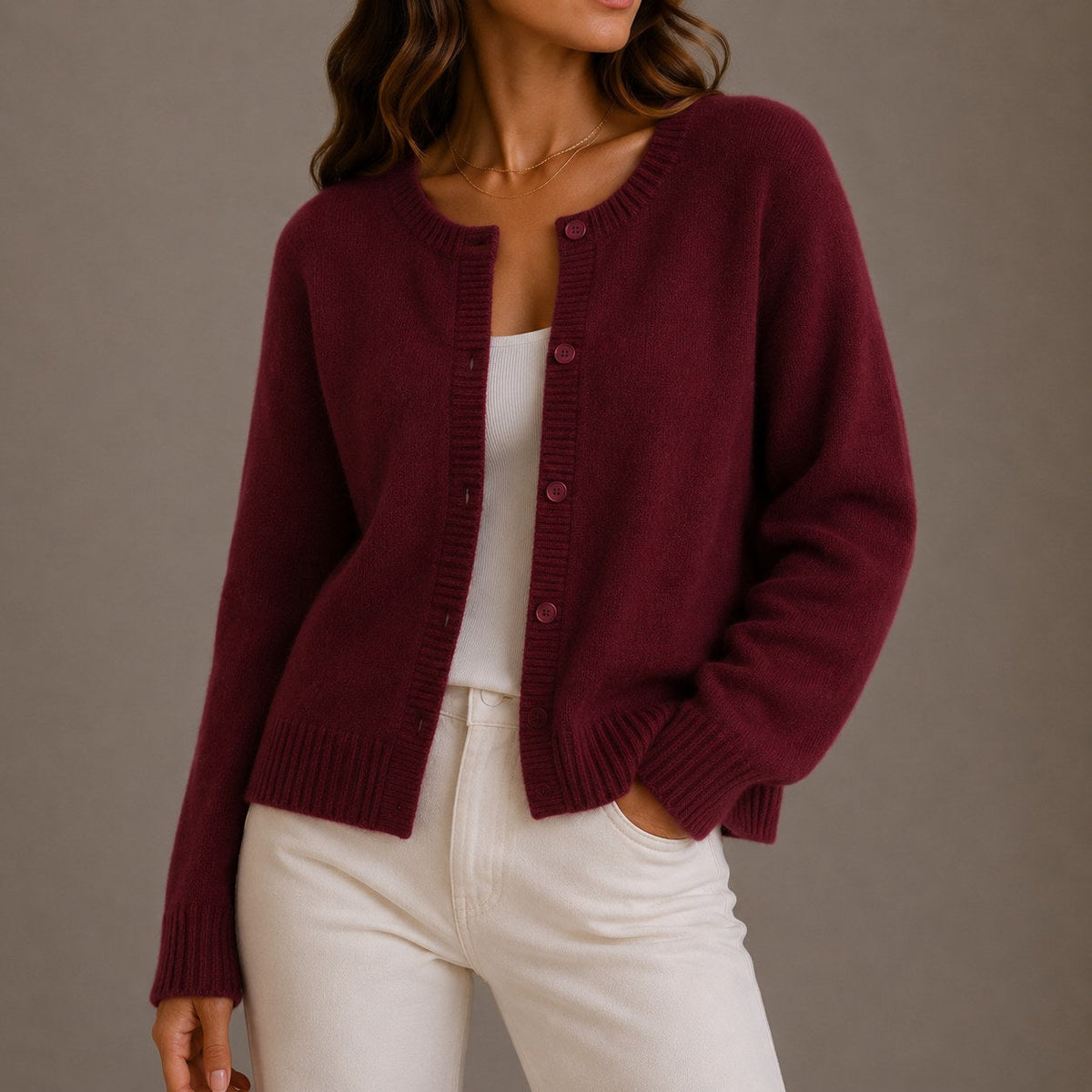 Jessica | Women's Soft Knit Cardigan, Button-Up Long Sleeve Sweater | The Dress Cellar
