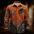 Chase | Men's Western Print Shirt, Halloween Statement Shirt | The Dress Cellar | Orange