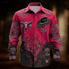 Chase | Men's Western Print Shirt, Halloween Statement Shirt | The Dress Cellar | Rose Red