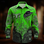Chase | Men's Western Print Shirt, Halloween Statement Shirt | The Dress Cellar | Green