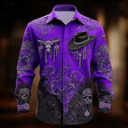 Chase | Men's Western Print Shirt, Halloween Statement Shirt | The Dress Cellar | Purple