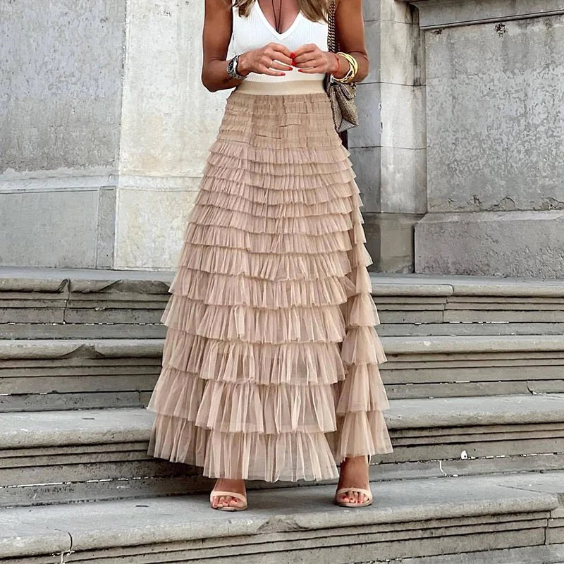 Chloe | Women's Tiered Tulle Maxi Skirt - image 1