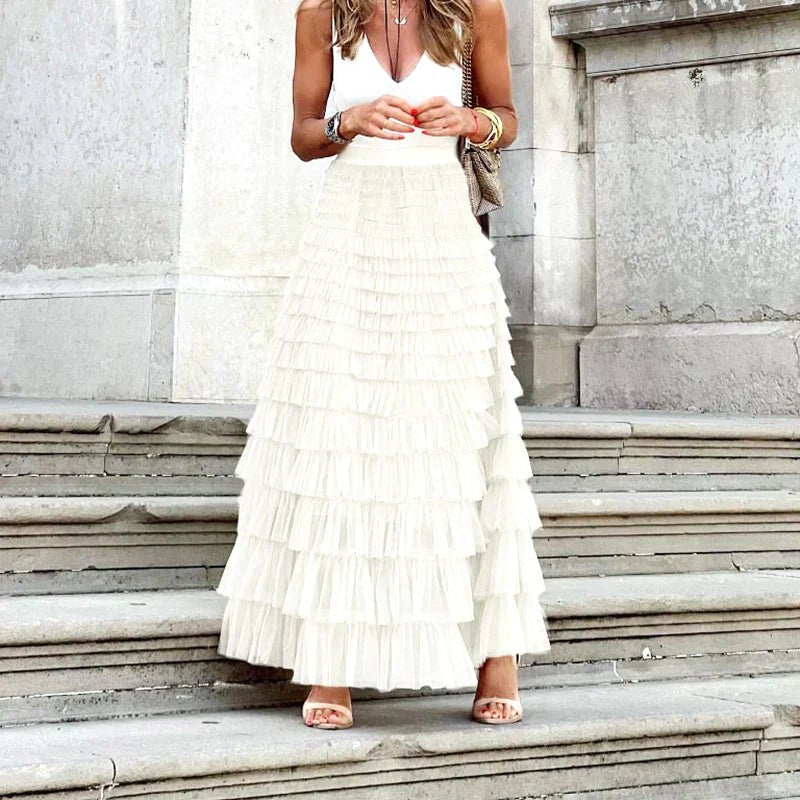 Chloe | Women's Tiered Tulle Maxi Skirt - image 3