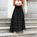 Chloe | Women's Tiered Tulle Maxi Skirt - image 4