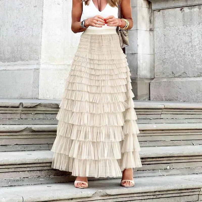 Chloe | Women's Tiered Tulle Maxi Skirt - image 6
