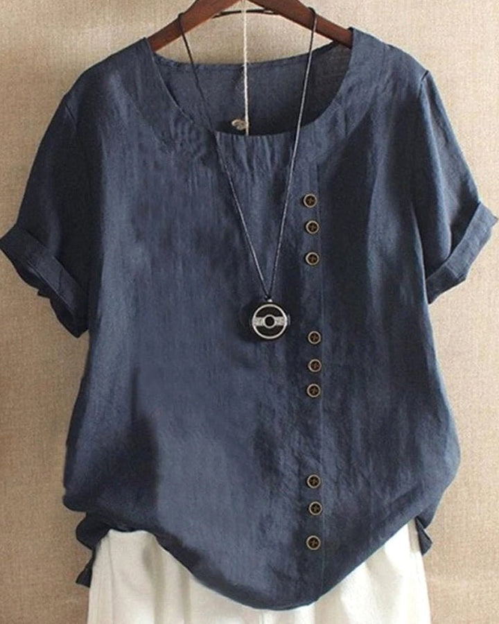 Claire | Women's Casual Linen Button-Front Tunic Top - image 6