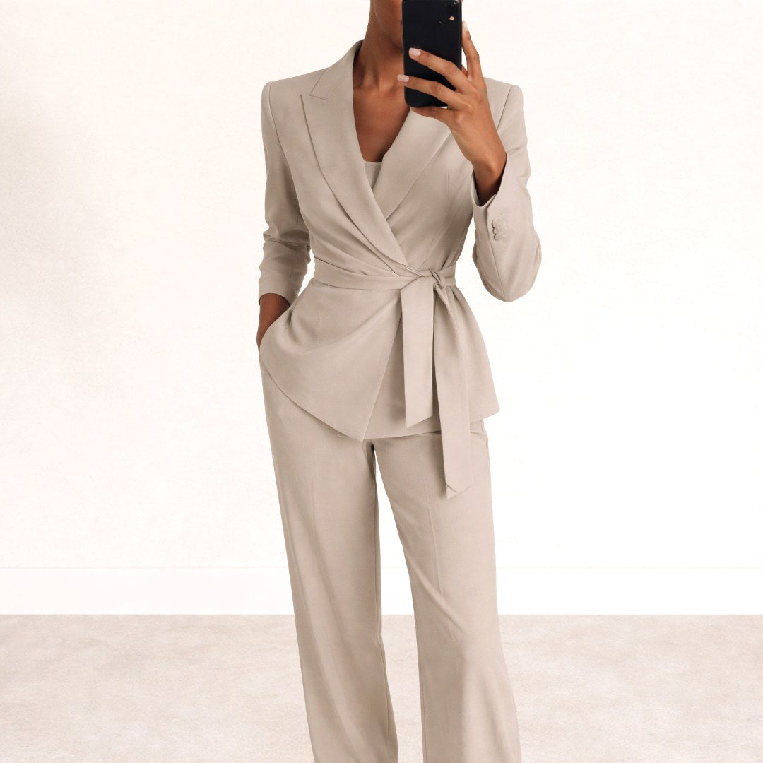 Claire | Women's Elegant Two-Piece Set - Beige