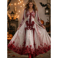 Claire | Women's Skeleton Print Maxi Dress, A-Line Floor-Length Dress | The Dress Cellar | Red