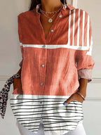 Claire | Women's Striped Long Sleeve Button-Down Shirt - image 3