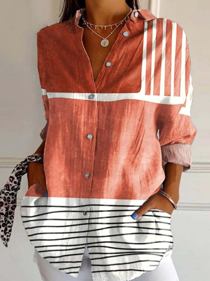 Claire | Women's Striped Long Sleeve Button-Down Shirt - image 3