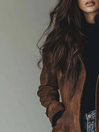 Nevaeh | Women's Suede-Effect Trench Coat, Vintage-Inspired Fall Coat | The Dress Cellar