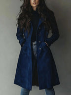 Nevaeh | Women's Suede-Effect Trench Coat, Vintage-Inspired Fall Coat | The Dress Cellar
