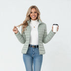 Clemence | Women's Lightweight Quilted Jacket, Slim-Fit Zip Jacket | The Dress Cellar | Pink
