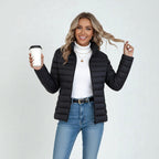 Clemence | Women's Lightweight Quilted Jacket, Slim-Fit Zip Jacket | The Dress Cellar | Silver grey