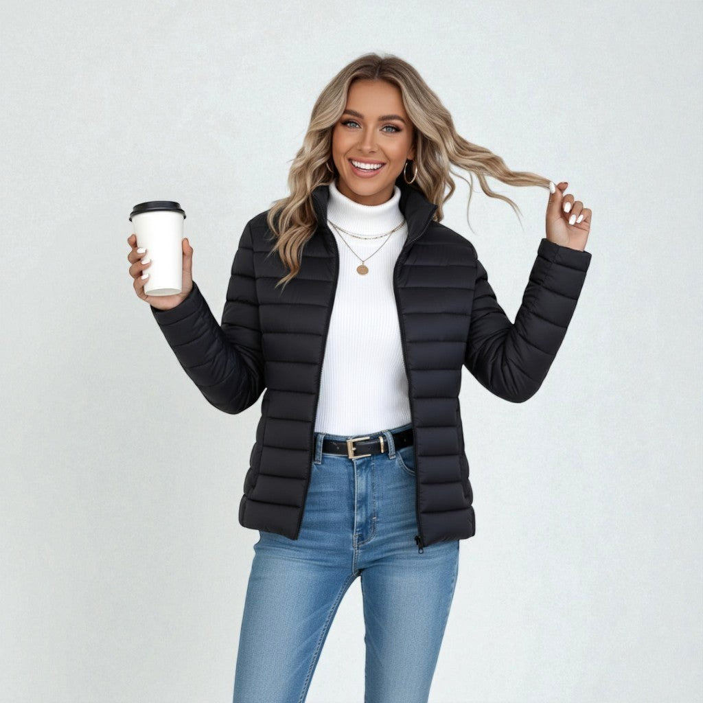 Clemence | Women's Lightweight Quilted Jacket, Slim-Fit Zip Jacket | The Dress Cellar | Silver grey