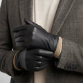 Cody | Men's Faux Leather Winter Driving Gloves, Wool-Lined Warm Gloves | The Dress Cellar | Brown