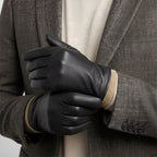 Cody | Men's Faux Leather Winter Driving Gloves, Wool-Lined Warm Gloves | The Dress Cellar | Brown