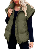 Colette | Women's Sleeveless Quilted Puffer Vest, Stand Collar Gilet | The Dress Cellar