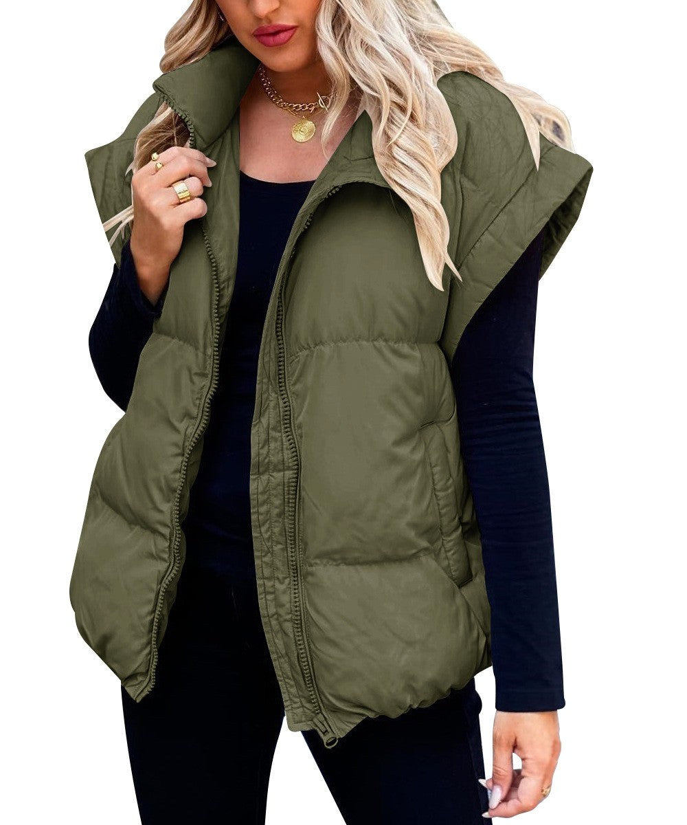 Colette | Women's Sleeveless Quilted Puffer Vest, Stand Collar Gilet | The Dress Cellar