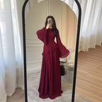 Colette | Women's Tiered Maxi Dress with Bell Sleeves, Formal Wedding Guest Dress | The Dress Cellar