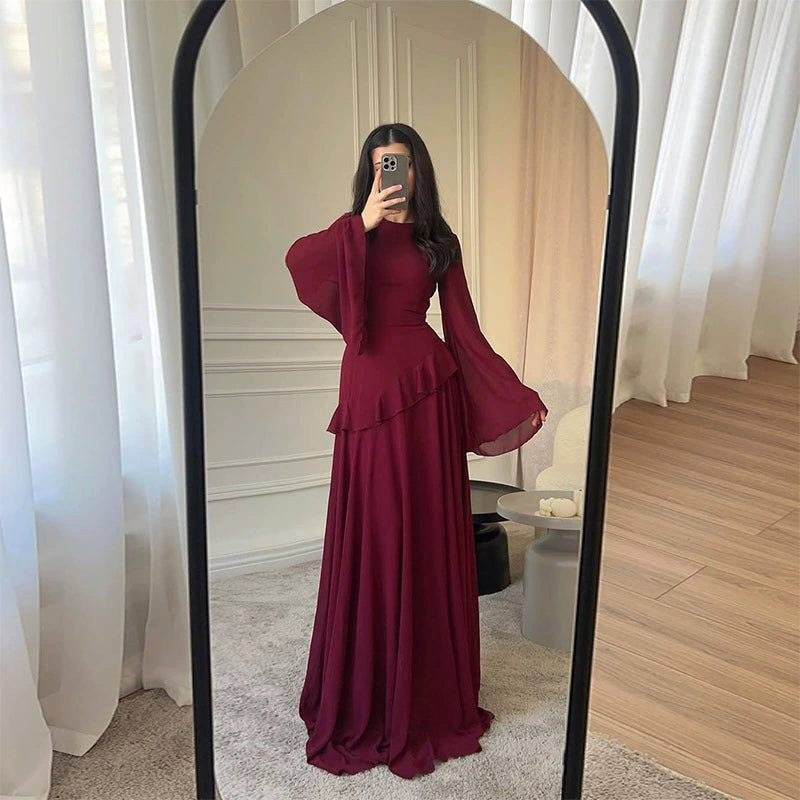 Colette | Women's Tiered Maxi Dress with Bell Sleeves, Formal Wedding Guest Dress | The Dress Cellar