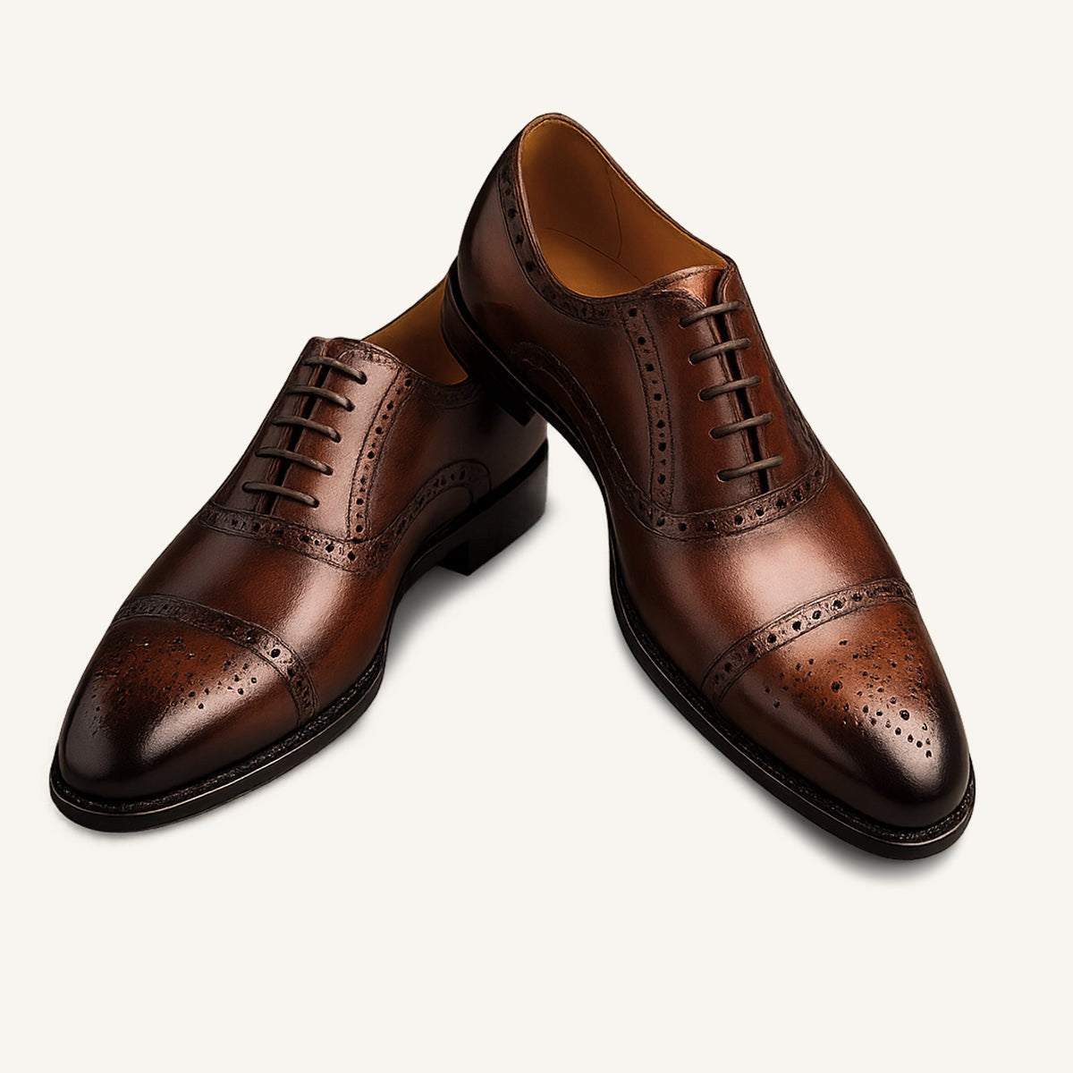 Colin | Men's Leather Brogue Dress Shoes, Formal Cowhide Loafers | The Dress Cellar | Brown