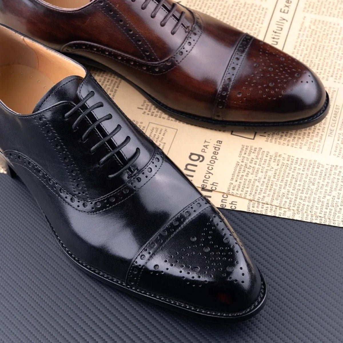 Colin | Men's Leather Brogue Dress Shoes, Formal Cowhide Loafers | The Dress Cellar