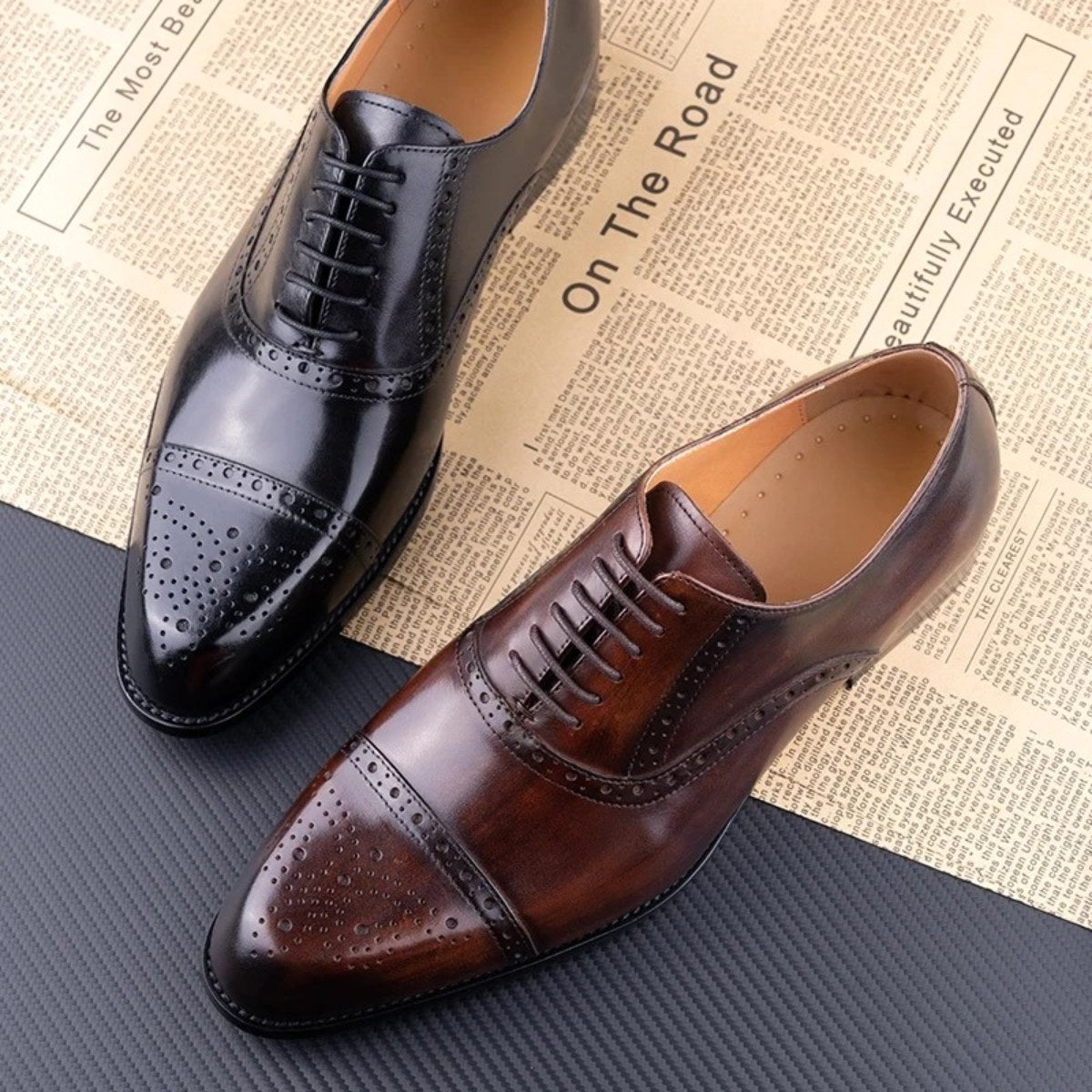 Colin | Men's Leather Brogue Dress Shoes, Formal Cowhide Loafers | The Dress Cellar