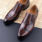 Colin | Men's Leather Brogue Dress Shoes, Formal Cowhide Loafers | The Dress Cellar