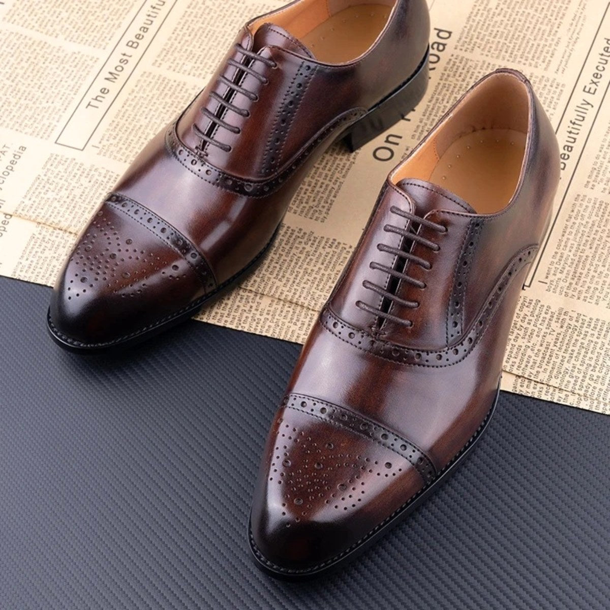 Colin | Men's Leather Brogue Dress Shoes, Formal Cowhide Loafers | The Dress Cellar