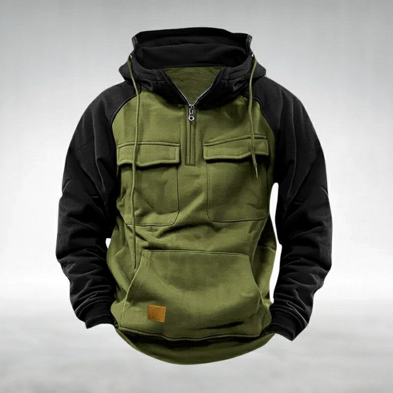 Colin | Men's Thick Cotton-Blend Hoodie, Warm Utility Hoodie | The Dress Cellar | Green
