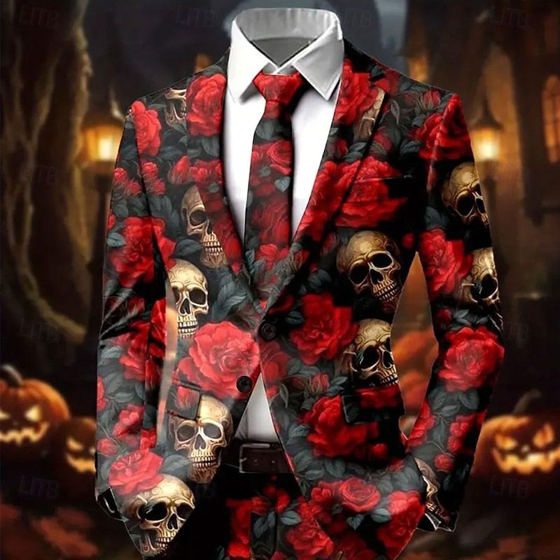 Colton | Women's Statement Blazer with Skull Print, Tailored Blazer | The Dress Cellar | Red