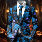 Colton | Women's Statement Blazer with Skull Print, Tailored Blazer | The Dress Cellar | Blue