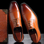 Connor | Men's Formal Lace-Up Dress Shoes, Rounded Toe Loafers | The Dress Cellar | Brown