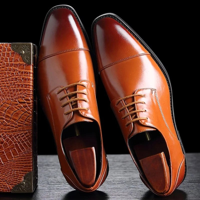 Connor | Men's Formal Lace-Up Dress Shoes, Rounded Toe Loafers | The Dress Cellar | Brown