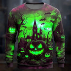 Connor | Men's Halloween Graphic Crew Neck Sweatshirt, Relaxed Autumn Sweater | The Dress Cellar | Green