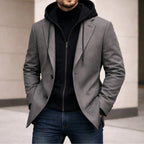 Connor | Men's Tailored Double-Layer Coat, Structured Wool-Blend Coat | The Dress Cellar | Grey