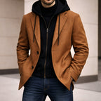 Connor | Men's Tailored Double-Layer Coat, Structured Wool-Blend Coat | The Dress Cellar | Black