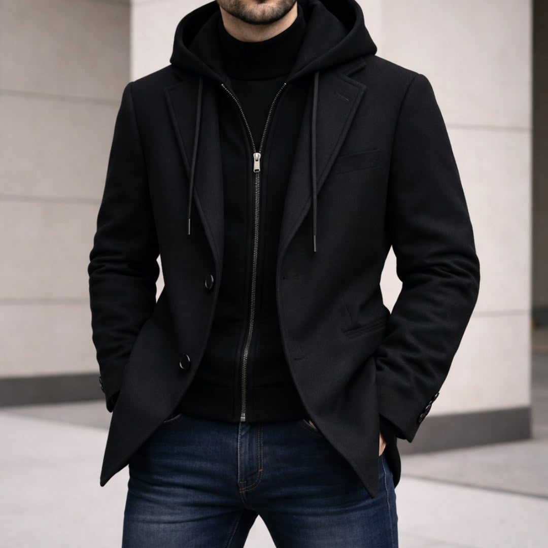 Connor | Men's Tailored Double-Layer Coat, Structured Wool-Blend Coat | The Dress Cellar | Camel