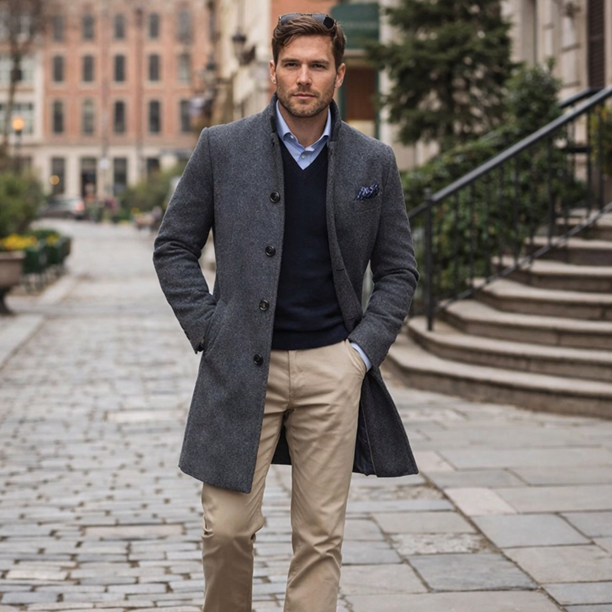 Cooper | Men's Wool Blend Single Breasted Trench Coat, Tailored Autumn Coat | The Dress Cellar