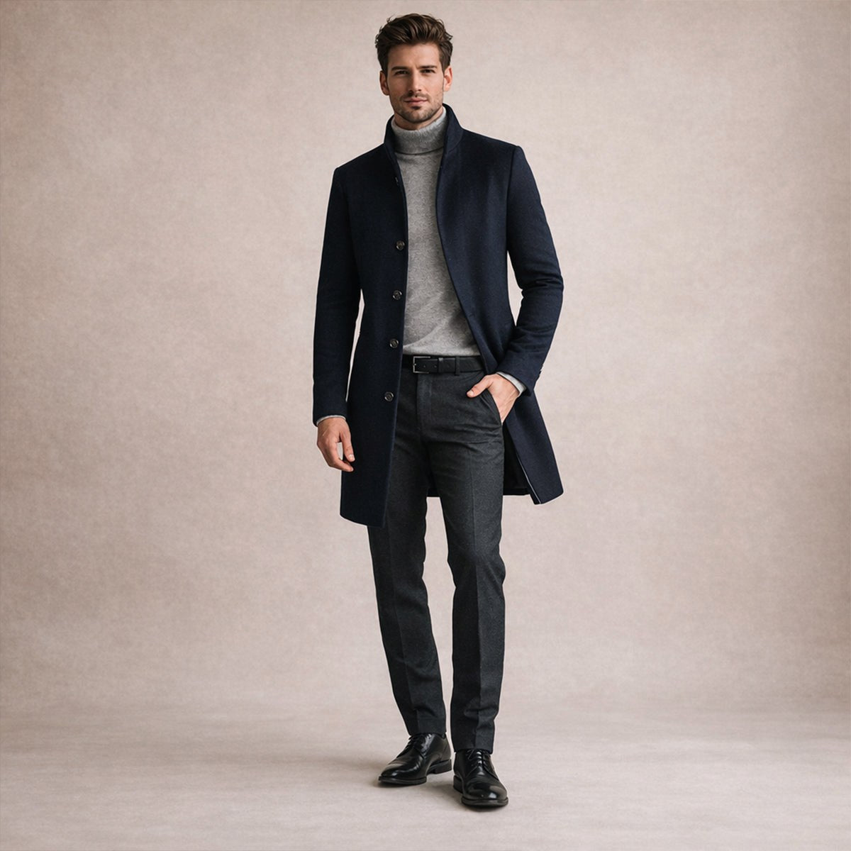 Cooper | Men's Wool Blend Single Breasted Trench Coat, Tailored Autumn Coat | The Dress Cellar