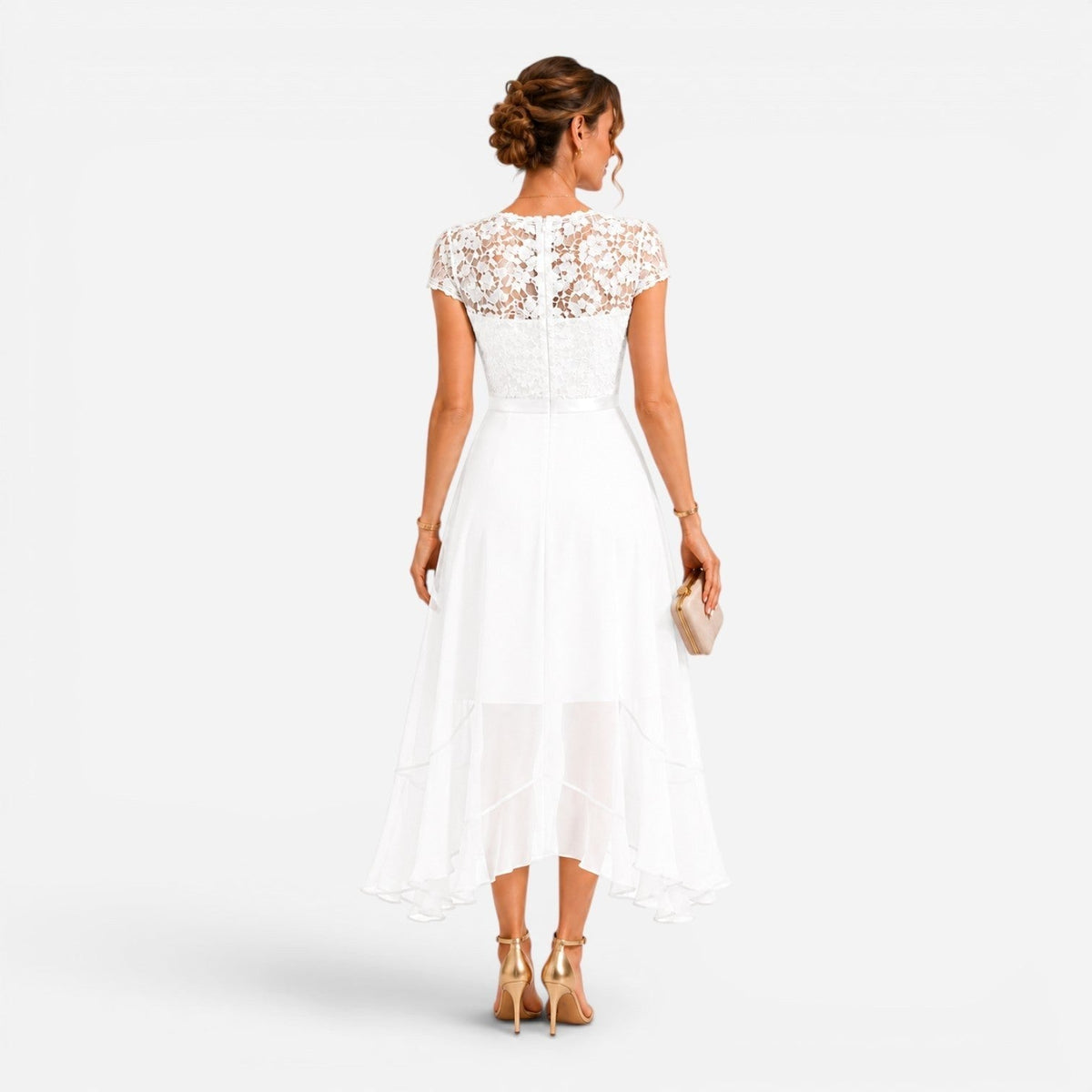 Summer | Women's Lace Midi Dress, Burgundy V-Neck Occasion Dress | The Dress Cellar