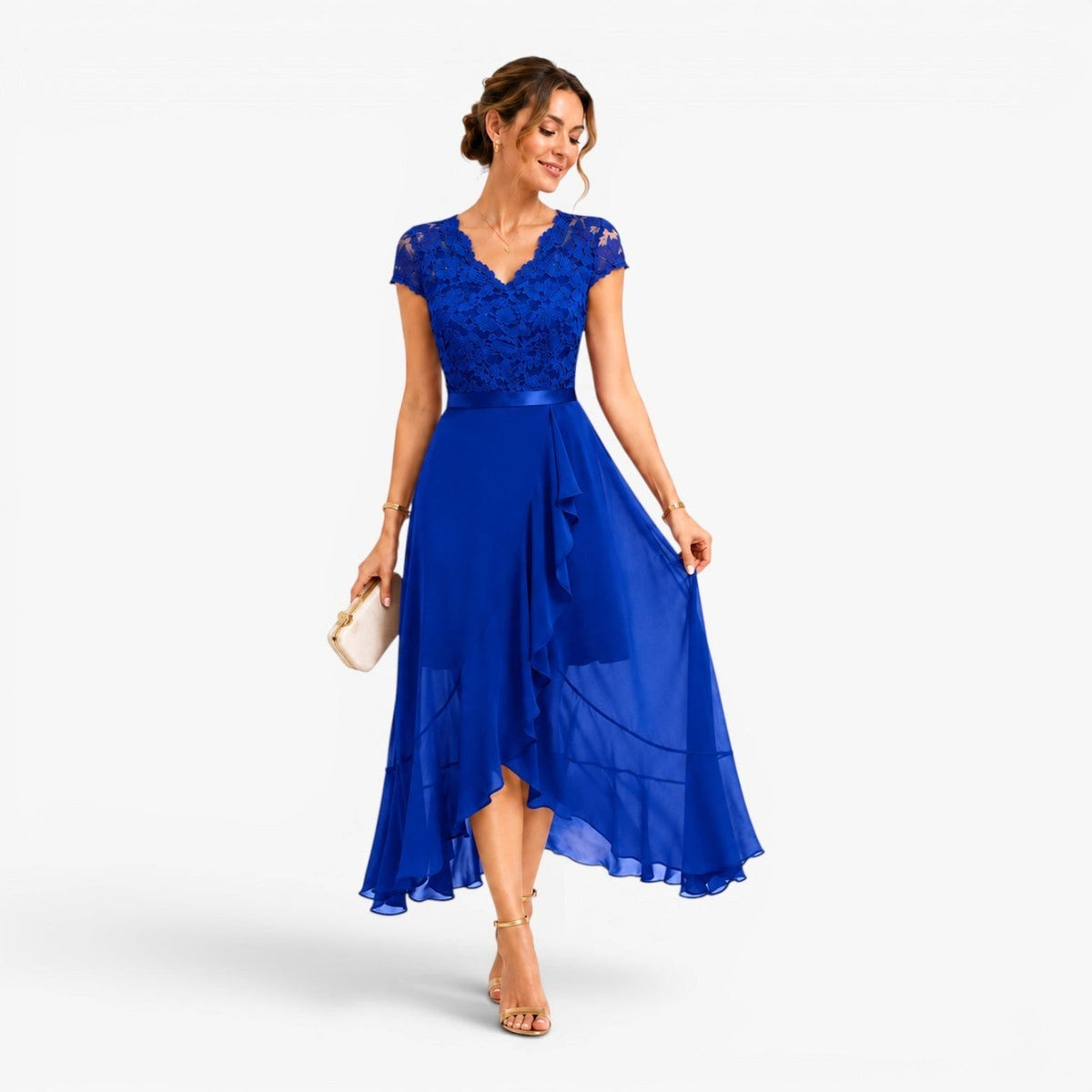 Summer | Women's Lace Midi Dress, Burgundy V-Neck Occasion Dress | The Dress Cellar